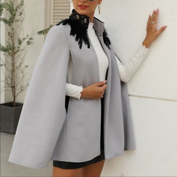 Feather detail cape coat - Picture 11 of 13